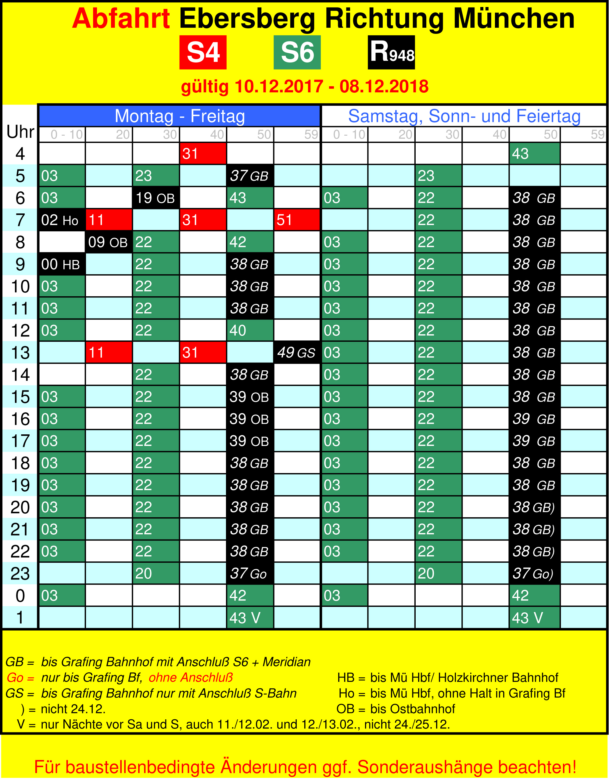 Fahrplan EbersbergMünchen Abfahrtszeiten für die