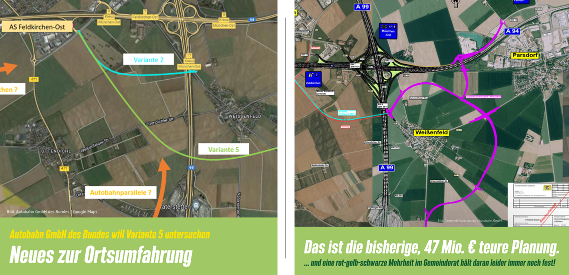 Ortsumfahrung Weissenfeld Parsdorf alt und neu 