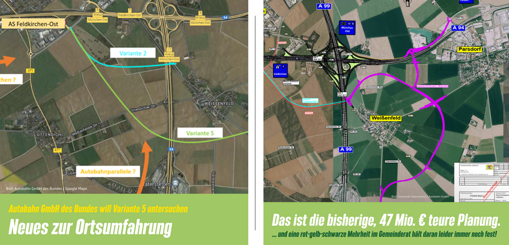 Ortsumfahrung Weissenfeld Parsdorf alt und neu